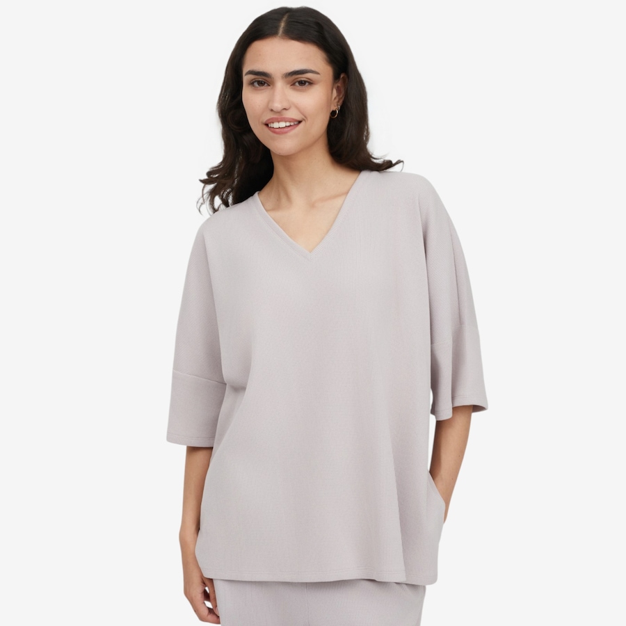 Image 101030_SGY.jpg, Product 101-030 / Price $74.00, N Natori Tranquility Waffle V-Neck Top from N Natori on TSC.ca's Fashion department