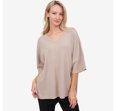 N Natori Tranquility Waffle V-Neck Top