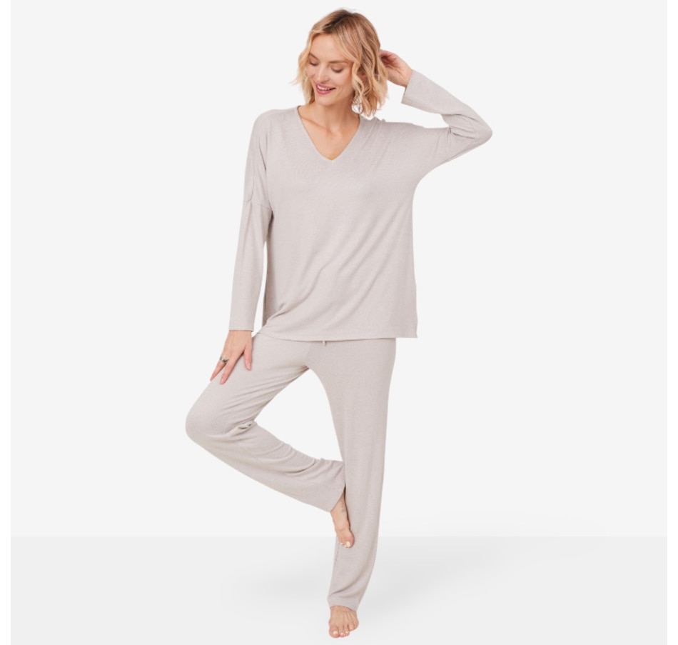Image 101033_VLMNK.jpg, Product 101-033 / Price $110.00, N Natori Oasis Brushed Knit V-Neck PJ Set from N Natori on TSC.ca's Fashion department