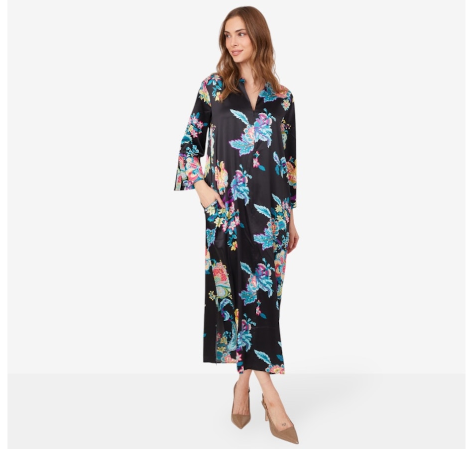 Image 101034_BLK.jpg, Product 101-034 / Price $69.88, N Natori Festival Stretch Silky Satin Zip Caftan from N Natori on TSC.ca's Fashion department