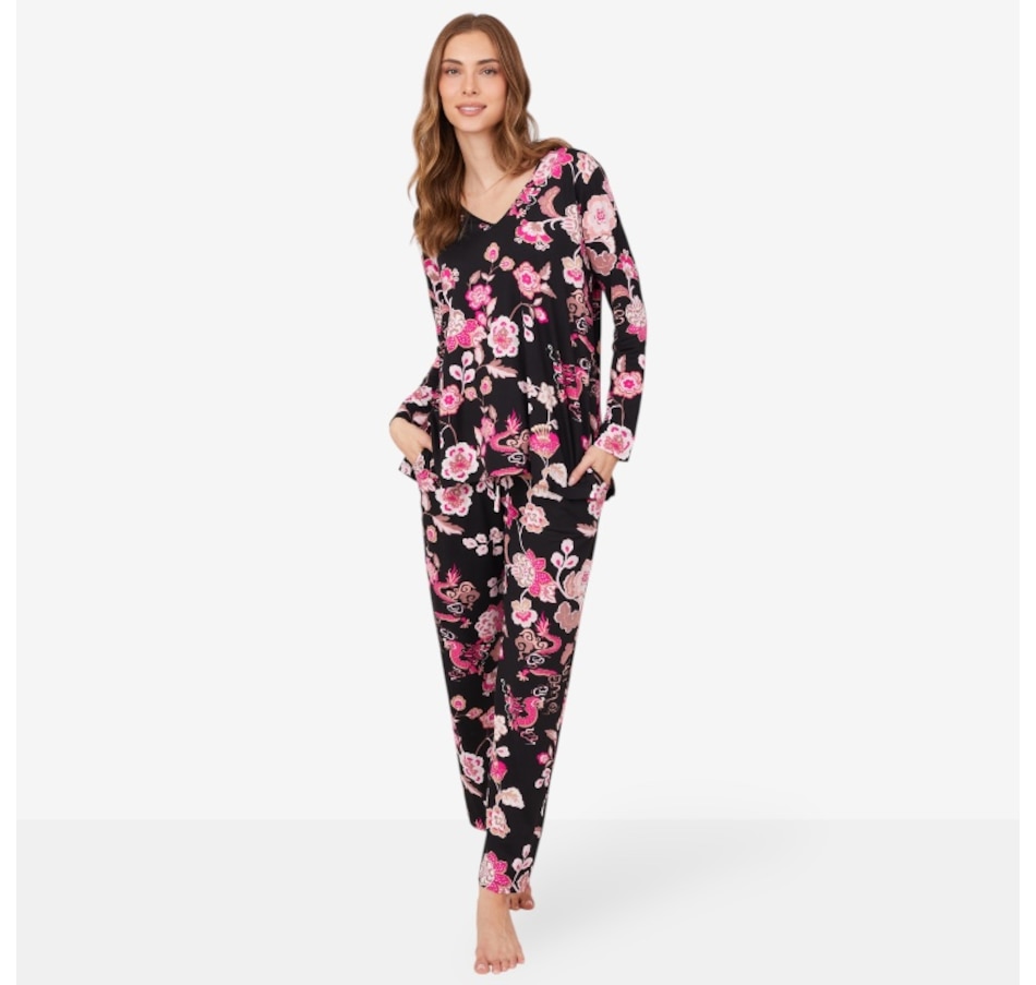 Image 101037_BLK.jpg, Product 101-037 / Price $120.00, N Natori Fleur Dragon Cozy Knit Long Sleeve PJ Set from N Natori on TSC.ca's Fashion department