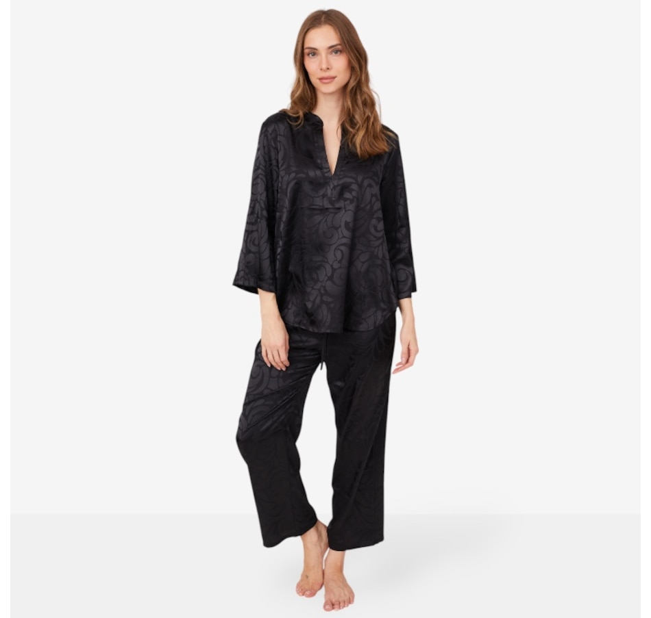 Image 101040_BLK.jpg, Product 101-040 / Price $89.88, N Natori Scroll Satin Jacquard Long Sleeve PJ Set from N Natori on TSC.ca's Fashion department