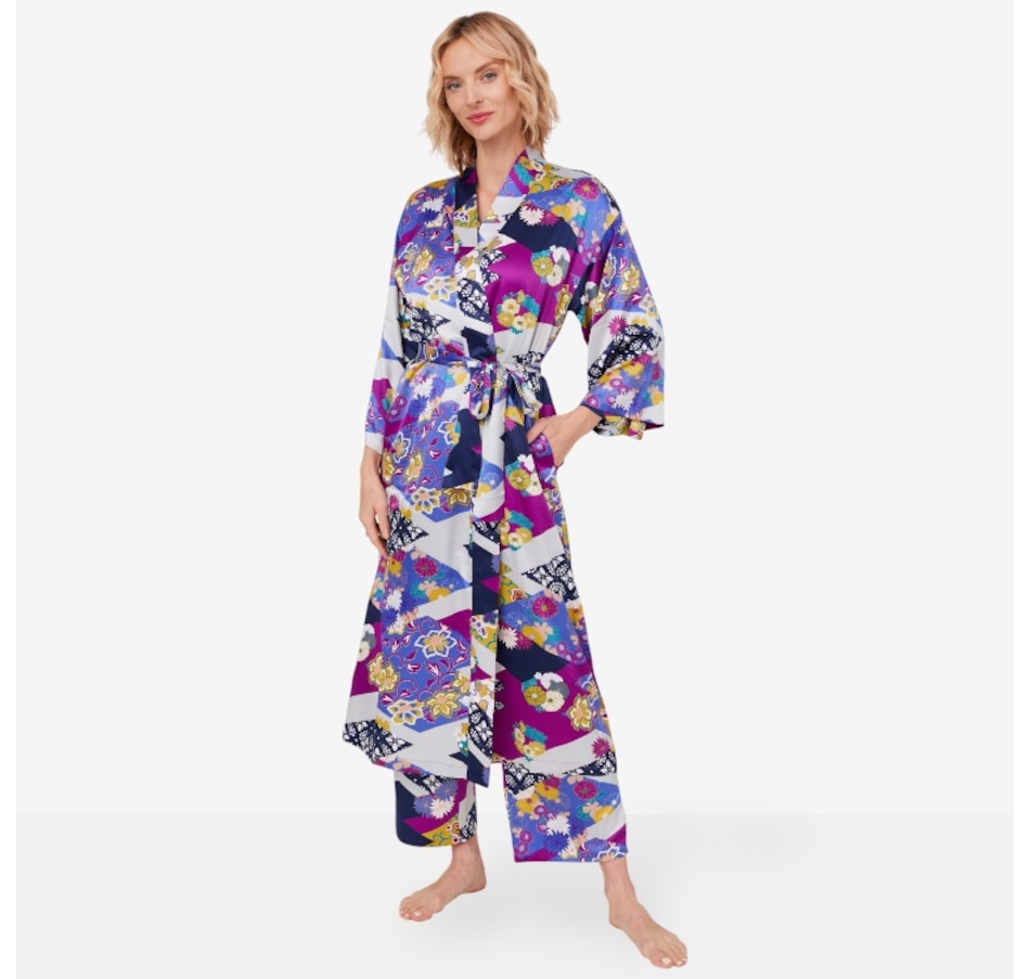 Image 101041_MAG.jpg, Product 101-041 / Price $100.00, N Natori Deco Stretch Silky Satin Robe from N Natori on TSC.ca's Fashion department