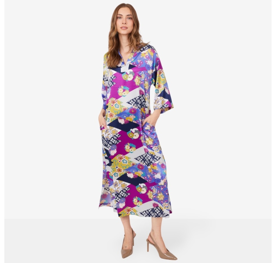 Image 101042_MAG.jpg, Product 101-042 / Price $110.00, N Natori Deco Stretch Silky Satin Caftan from N Natori on TSC.ca's Fashion department