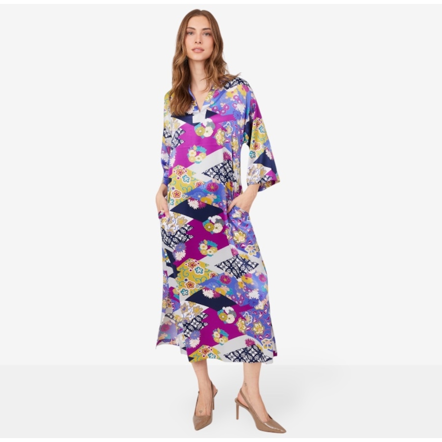Image 101042_MAG.jpg, Product 101-042 / Price $79.88, N Natori Deco Stretch Silky Satin Caftan from N Natori on TSC.ca's Fashion department
