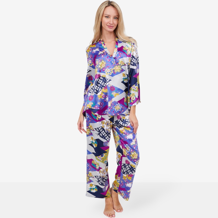 Image 101043_MAG.jpg, Product 101-043 / Price $110.00, N Natori Deco Stretch Silky Satin PJ Set from N Natori on TSC.ca's Fashion department
