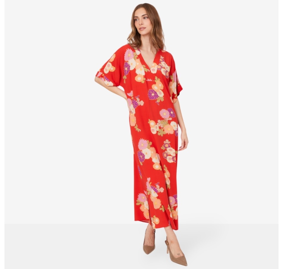 Image 101044_RED.jpg, Product 101-044 / Price $89.88, N Natori Kiku Challis Dolman Sleeve Caftan from N Natori on TSC.ca's Fashion department