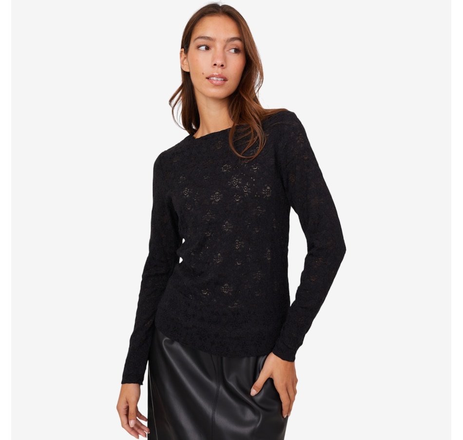 Image 101078_BLK.jpg, Product 101-078 / Price $49.88, Tramontana Brushed Stretch Lace Top from Tramontana on TSC.ca's Fashion department