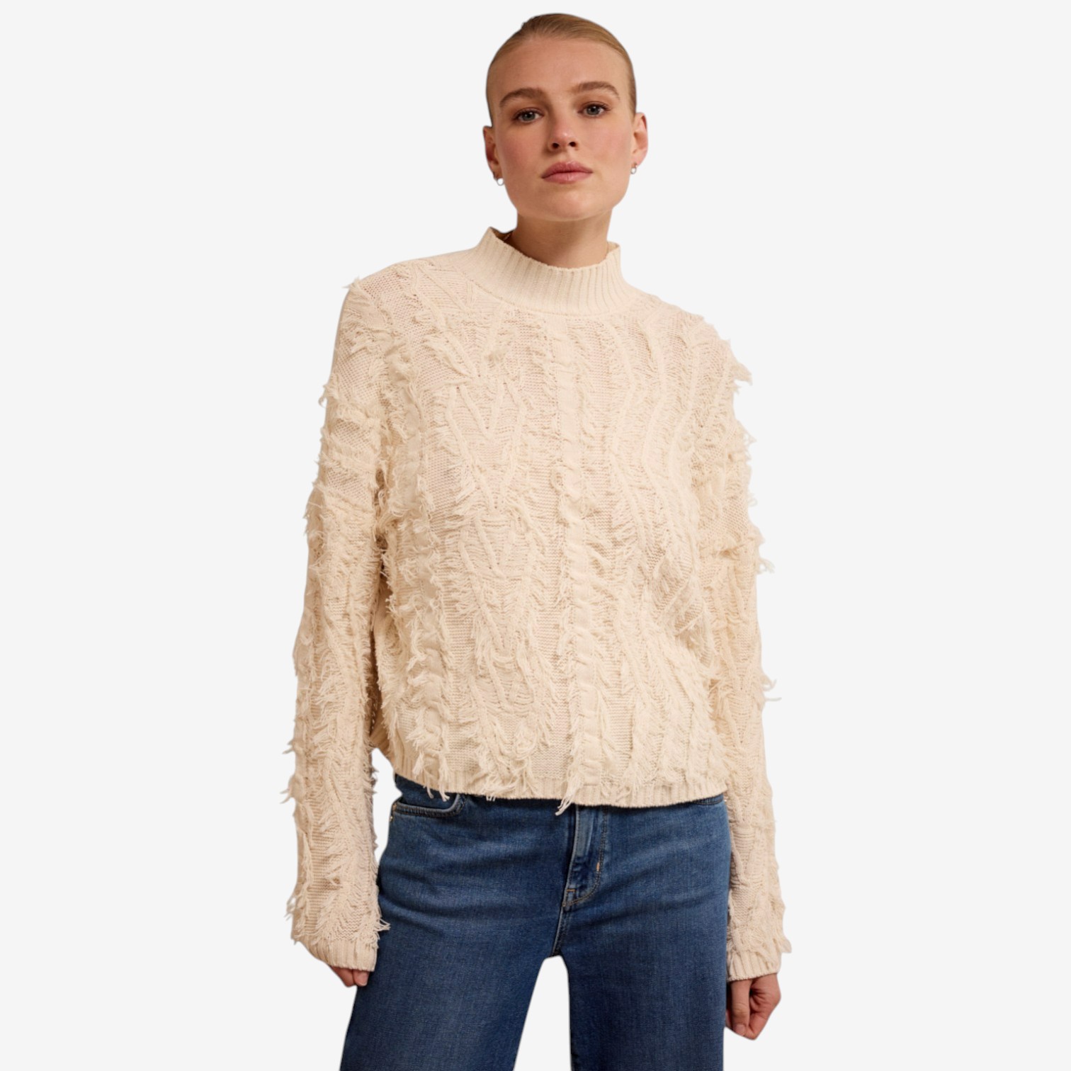 Tramontana Long Sleeve Fringe Knit Sweater - TSC.ca