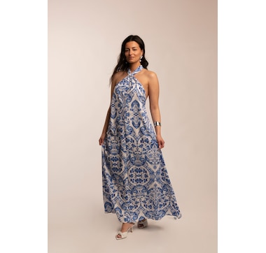Katherine Karambelas Alexandra Printed Halter Maxi Dress