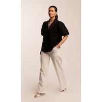 Katherine Karambelas Agatha Eyelet Balloon Sleeve Blouse