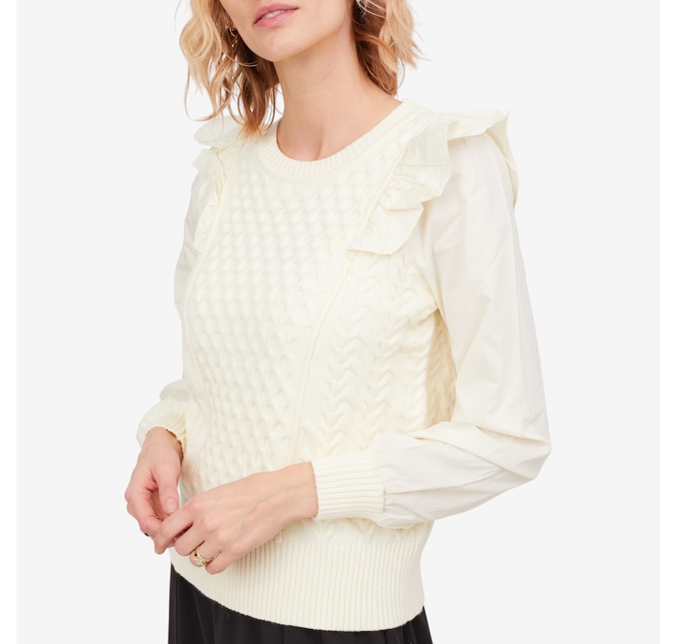 Image 101141_ALTMORE1.jpg, Product 101-141 / Price $49.88, C. Wonder Cable Mix Luxe Yarn Ruffle Detail Sweater from C. Wonder by Christian Siriano on TSC.ca's Fashion department