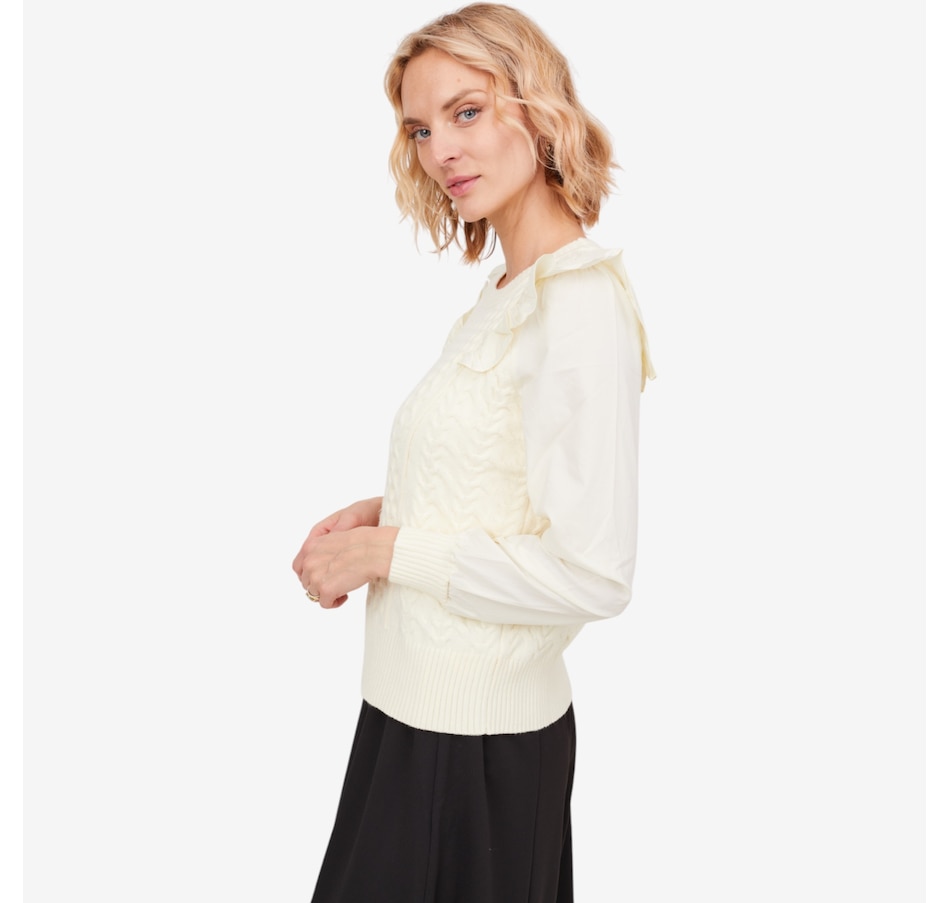 Image 101141_ALTMORE2.jpg, Product 101-141 / Price $49.88, C. Wonder Cable Mix Luxe Yarn Ruffle Detail Sweater from C. Wonder by Christian Siriano on TSC.ca's Fashion department