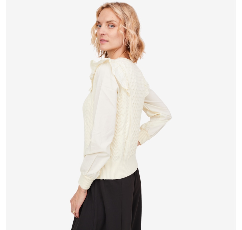 Image 101141_ALTMORE3.jpg, Product 101-141 / Price $49.88, C. Wonder Cable Mix Luxe Yarn Ruffle Detail Sweater from C. Wonder by Christian Siriano on TSC.ca's Fashion department
