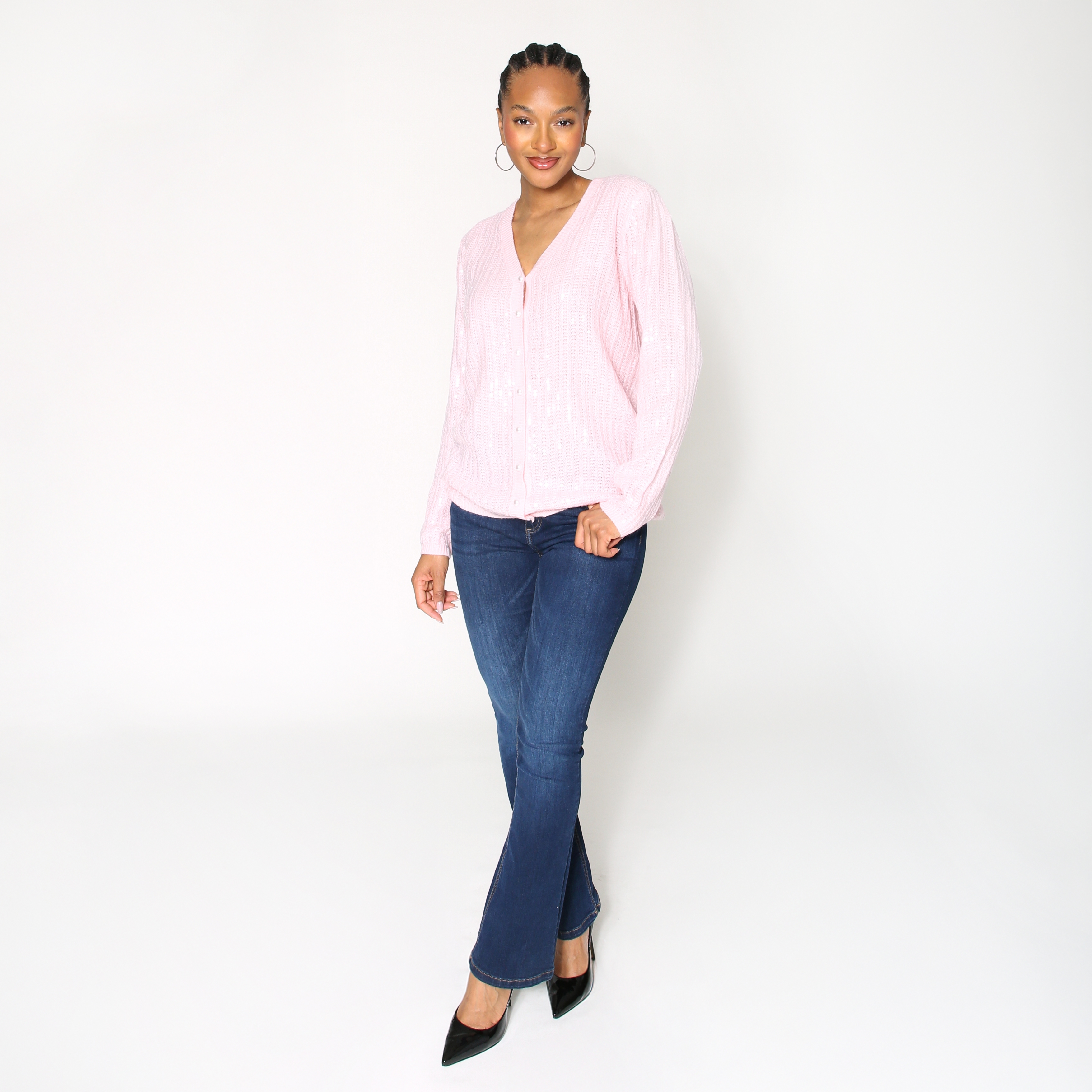 Brian Bailey Sequin Knit Pearl Button Cardigan - TSC.ca