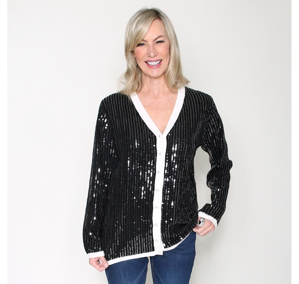 Image 101210_BKIV.jpg, Product 101-210 / Price $43.33, Brian Bailey Sequin Knit Pearl Button Cardigan from Brian Bailey on TSC.ca's Fashion department