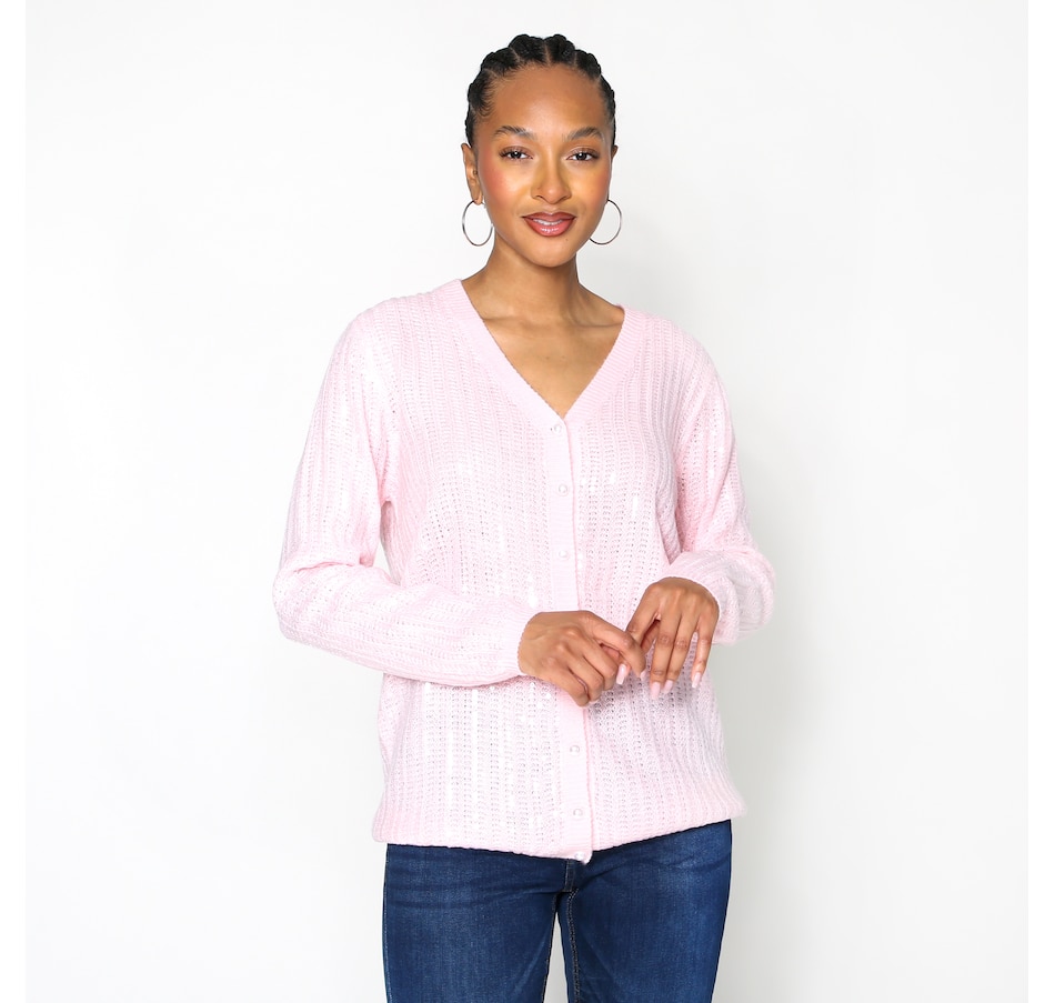 Image 101210_PNK.jpg, Product 101-210 / Price $43.33, Brian Bailey Sequin Knit Pearl Button Cardigan from Brian Bailey on TSC.ca's Fashion department