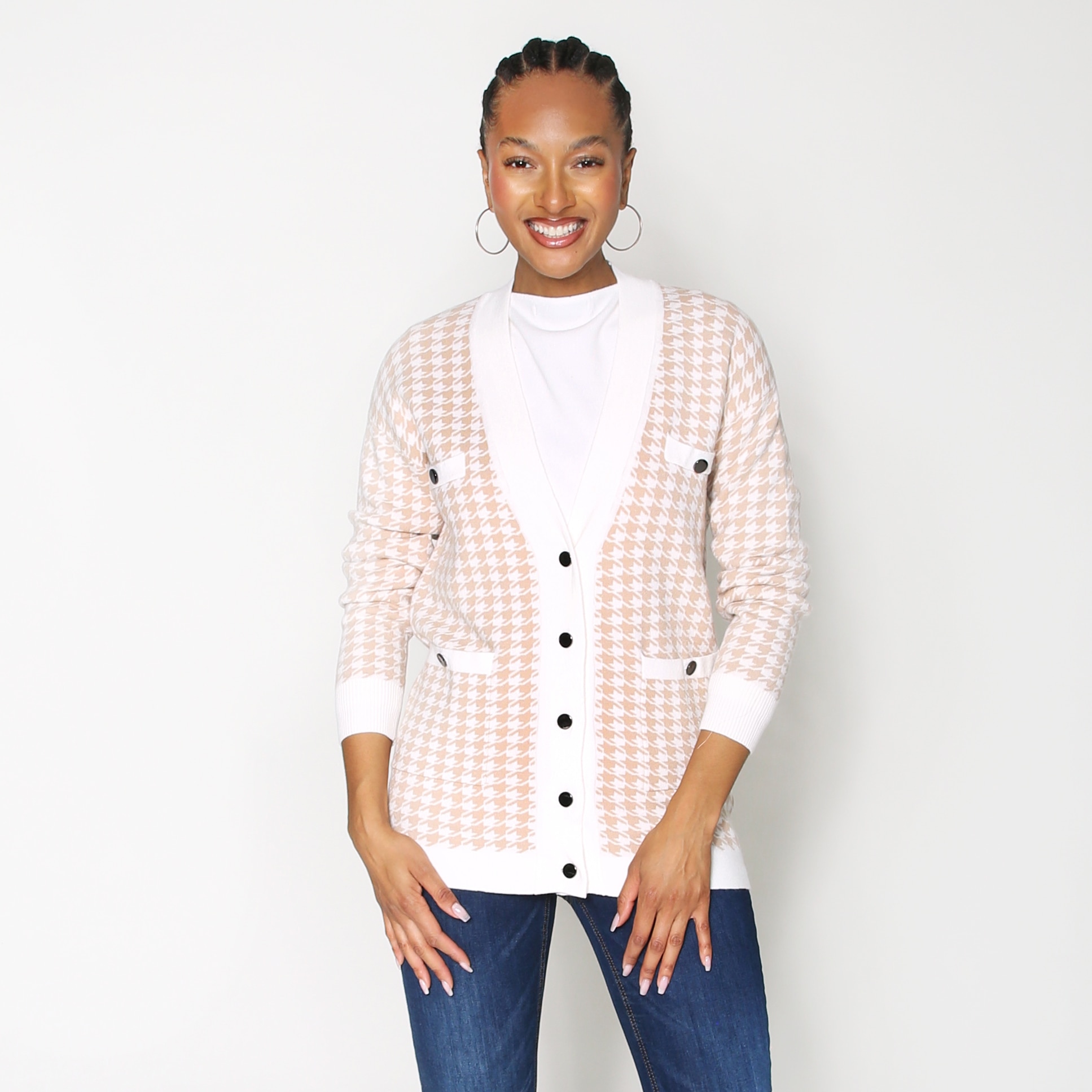 【keijulia様】新品　check tweed cardigan　F Brian Bailey Houndstooth Cardigan - TSC.ca