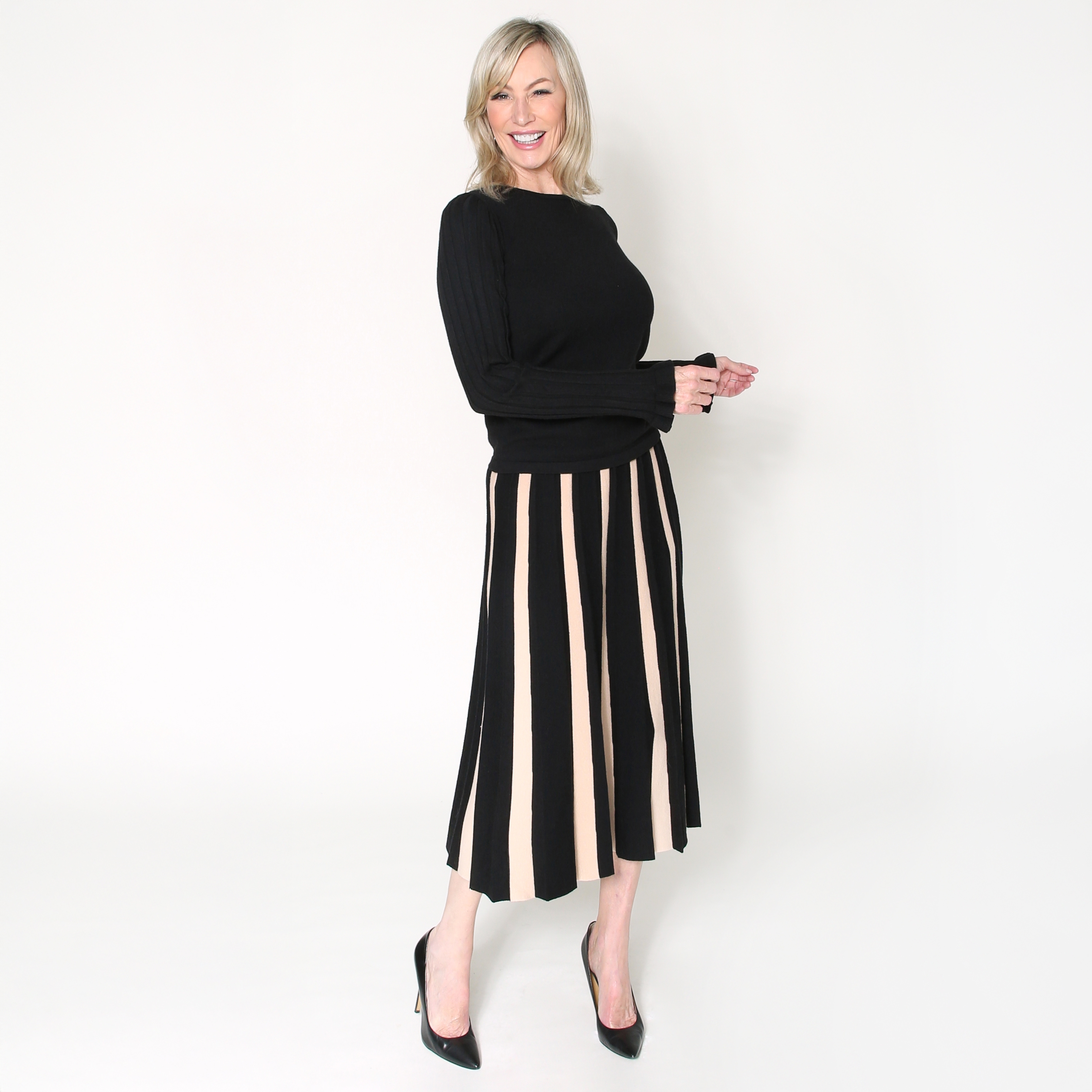 Brian Bailey Two-Tone Knife Pleat Knit Skirt - TSC.ca