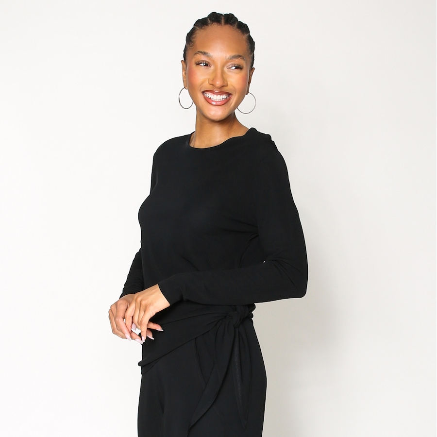 Image 101214_BLK.jpg, Product 101-214 / Price $36.33, Brian Bailey Matte Jersey Long Sleeve Side Drape Top from Brian Bailey on TSC.ca's Fashion department