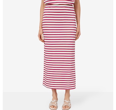 Kim & Co. Bamboo Striped Long Skirt with Side Slit