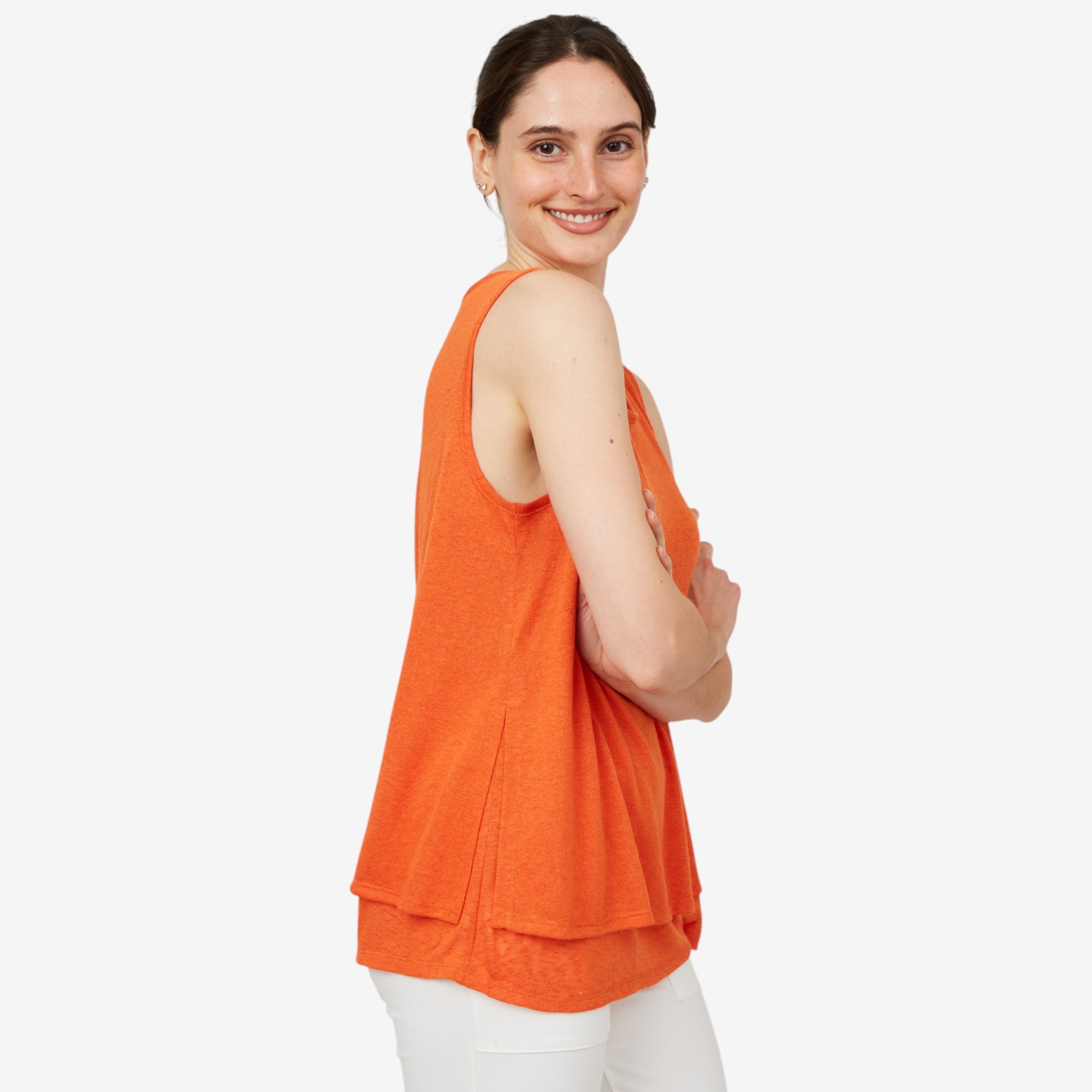 トップス CARLA Lady linen like tops Kim & Co. Linen Look Knit Sleeveless Double Layer Top - TSC.ca