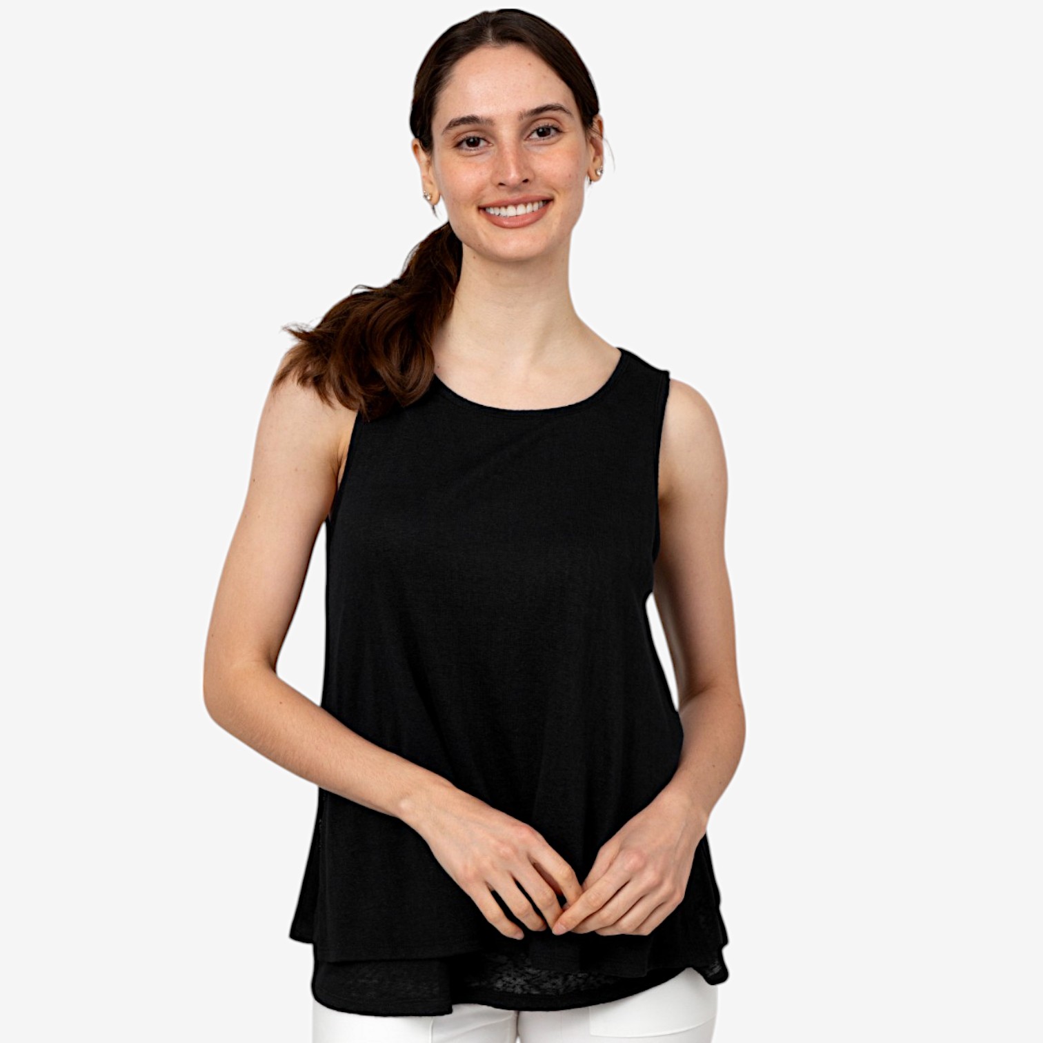 Kim & Co. Linen Look Knit Sleeveless Double Layer Top - TSC.ca