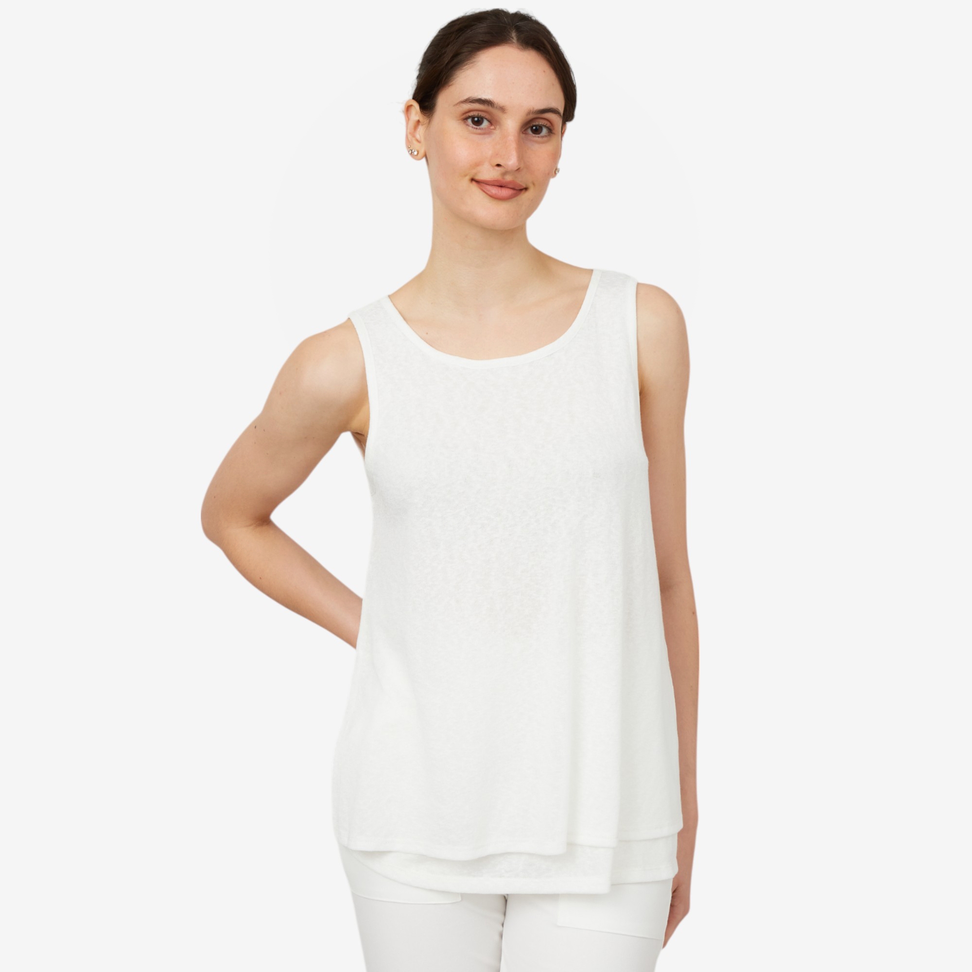 Kim & Co. Linen Look Knit Sleeveless Double Layer Top - TSC.ca