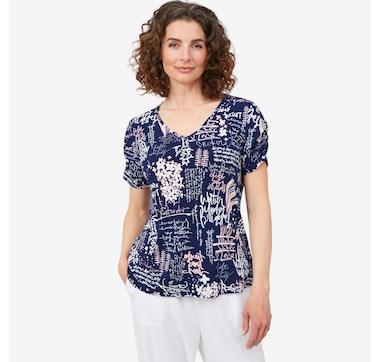 Product 101-314 / Price $49.99 , Mr. Max Conversation Print Brazil Knit Top