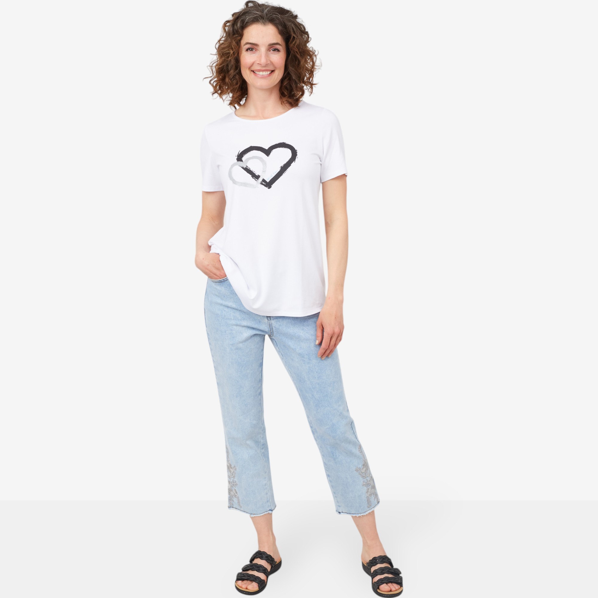 Mr. Max Softique Short Sleeve Top with Double Heart Print