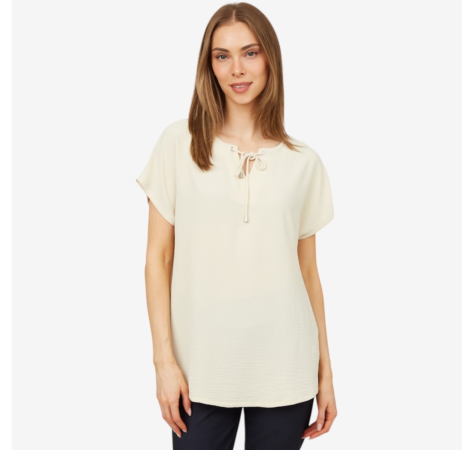 Image 101370_LIN.jpg, Product 101-370 / Price $29.33, Mr. Max Airflow Joanne Top with Split Neck and Tie Detail from Mr. Max on TSC.ca's Fashion department