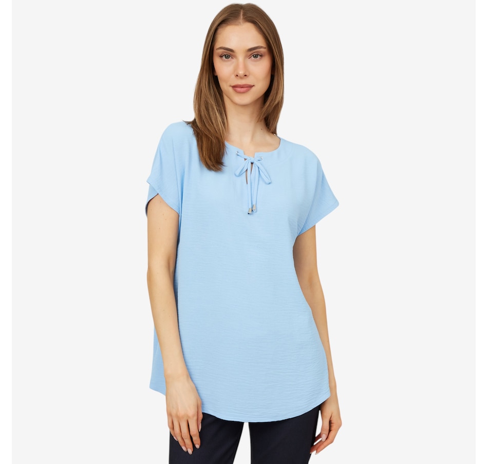 Image 101370_SKB.jpg, Product 101-370 / Price $29.33, Mr. Max Airflow Joanne Top with Split Neck and Tie Detail from Mr. Max on TSC.ca's Fashion department