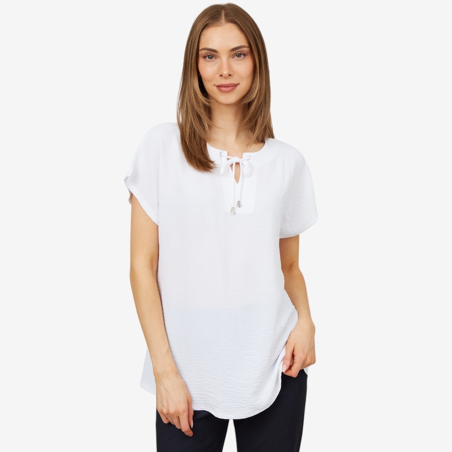 Image 101370_WHT.jpg, Product 101-370 / Price $29.33, Mr. Max Airflow Joanne Top with Split Neck and Tie Detail from Mr. Max on TSC.ca's Fashion department
