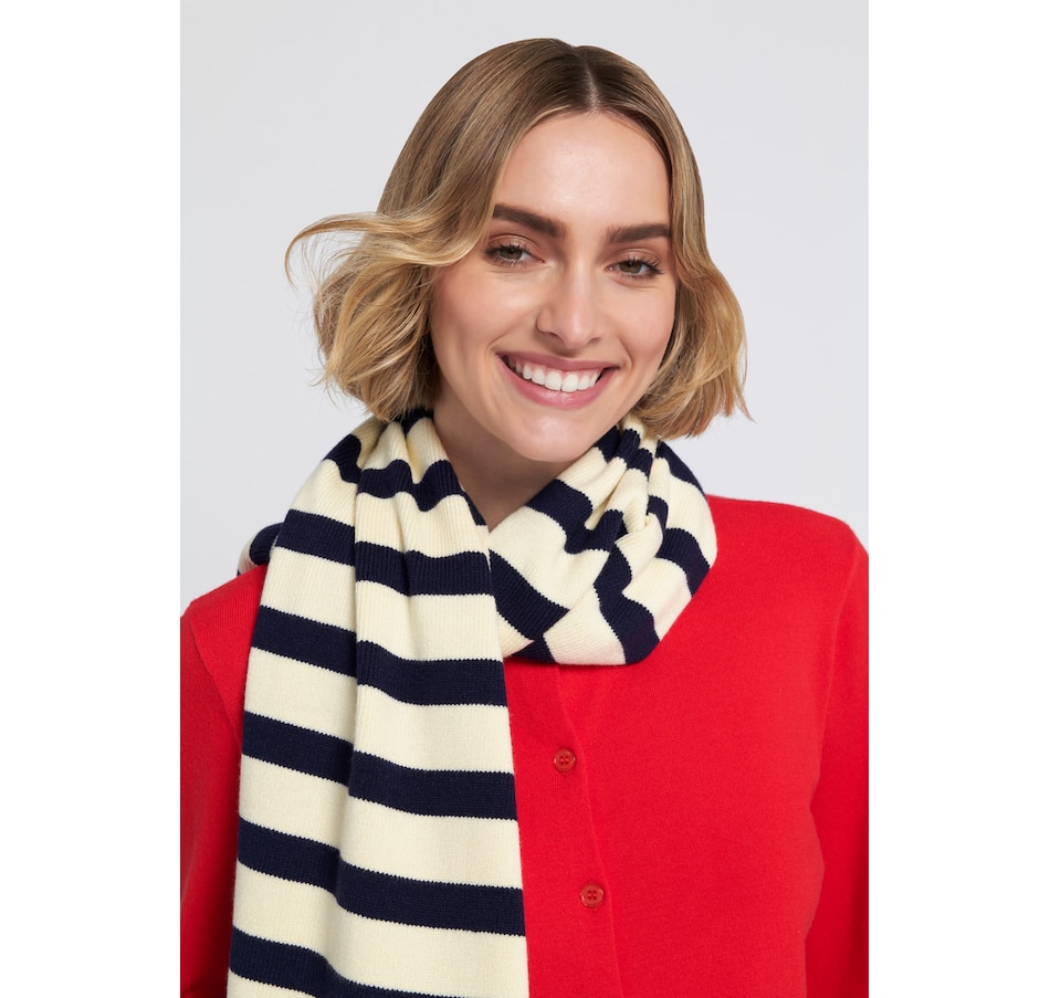 Image 101458_ALTMORE2.jpg, Product 101-458 / Price $42.88, ELLE Striped Scarf with Red Heart from ELLE on TSC.ca's Fashion department