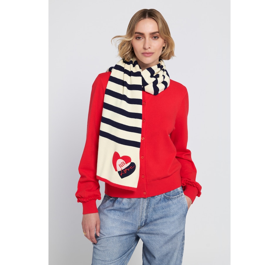 Image 101458_CRNY.jpg, Product 101-458 / Price $42.88, ELLE Striped Scarf with Red Heart from ELLE on TSC.ca's Fashion department