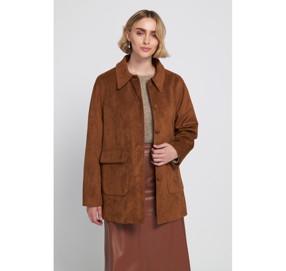 Image 101464_TOF.jpg, Product 101-464 / Price $119.88, ELLE Faux Suede Car Coat from ELLE on TSC.ca's Fashion department