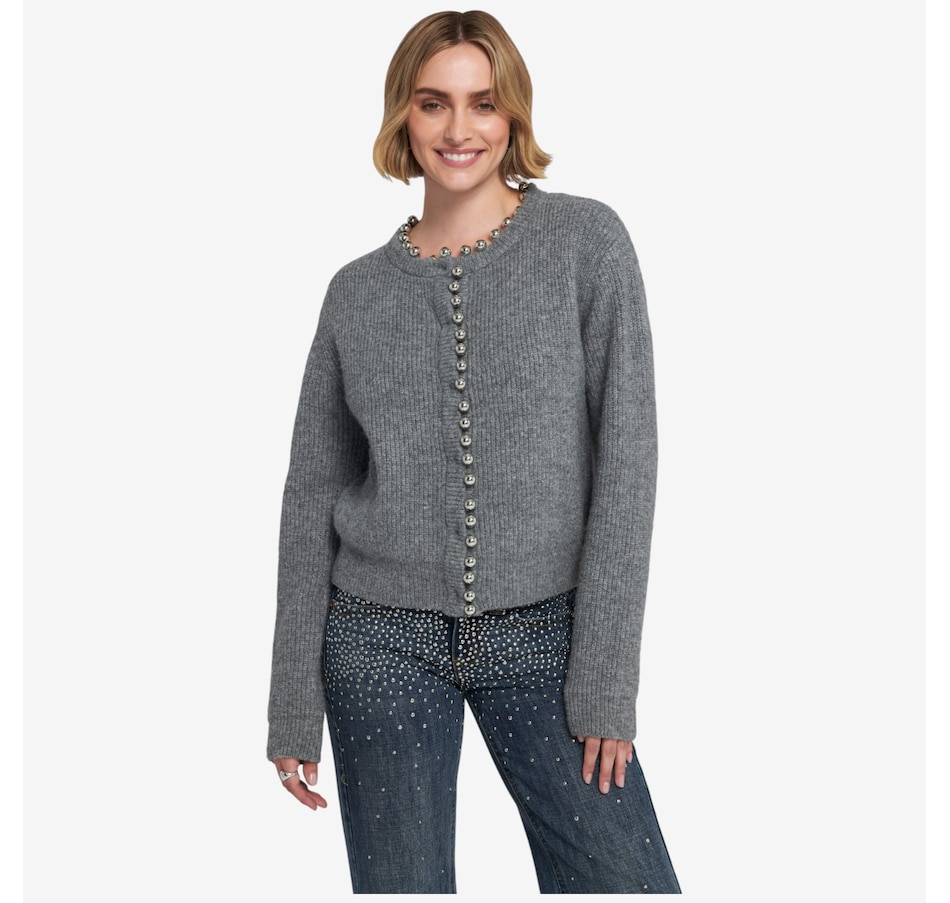 Image 101482_GRY.jpg, Product 101-482 / Price $79.88, ELLE Silver Bead Trim Sweater from ELLE on TSC.ca's Fashion department