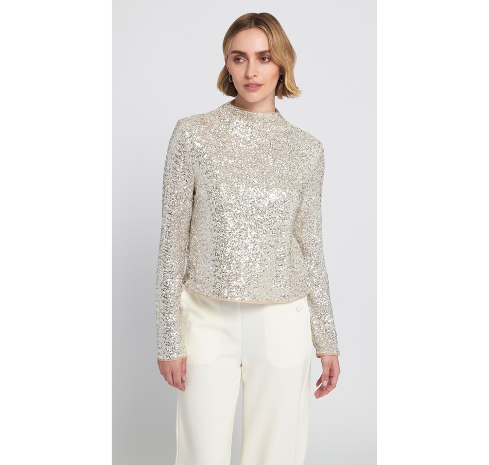 Image 101520_CHM.jpg, Product 101-520 / Price $85.00, ELLE Sequin Knit Mockneck Top from ELLE on TSC.ca's Fashion department