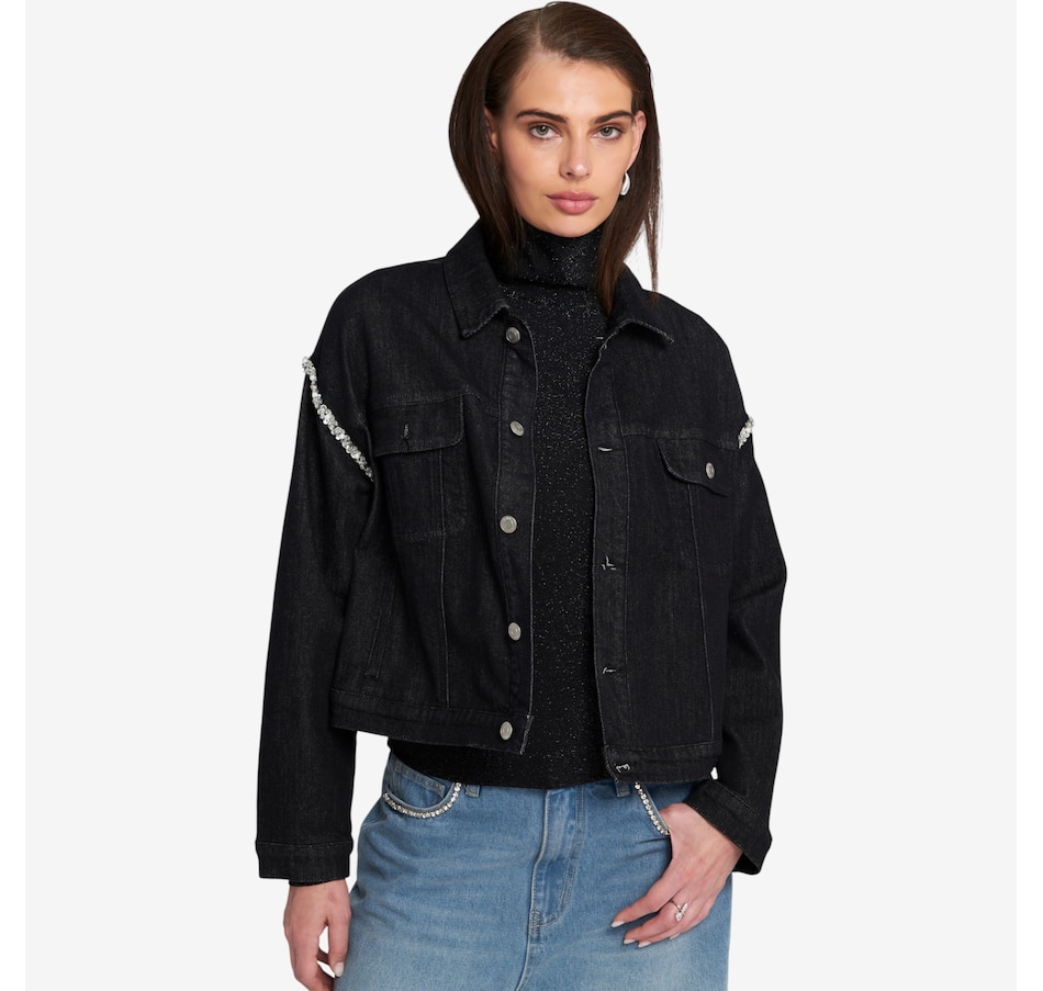 Image 101563_BLK.jpg, Product 101-563 / Price $109.88, ELLE Rhinestone Trim Denim Jacket from ELLE on TSC.ca's Fashion department