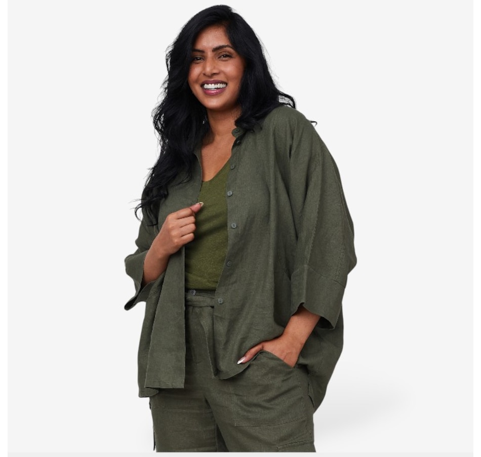 Image 101589_OLI.jpg, Product 101-589 / Price $49.33, Brian Bailey Short Sleeve Linen Shirt Jacket with V-Neck Tee from Brian Bailey on TSC.ca's Fashion department