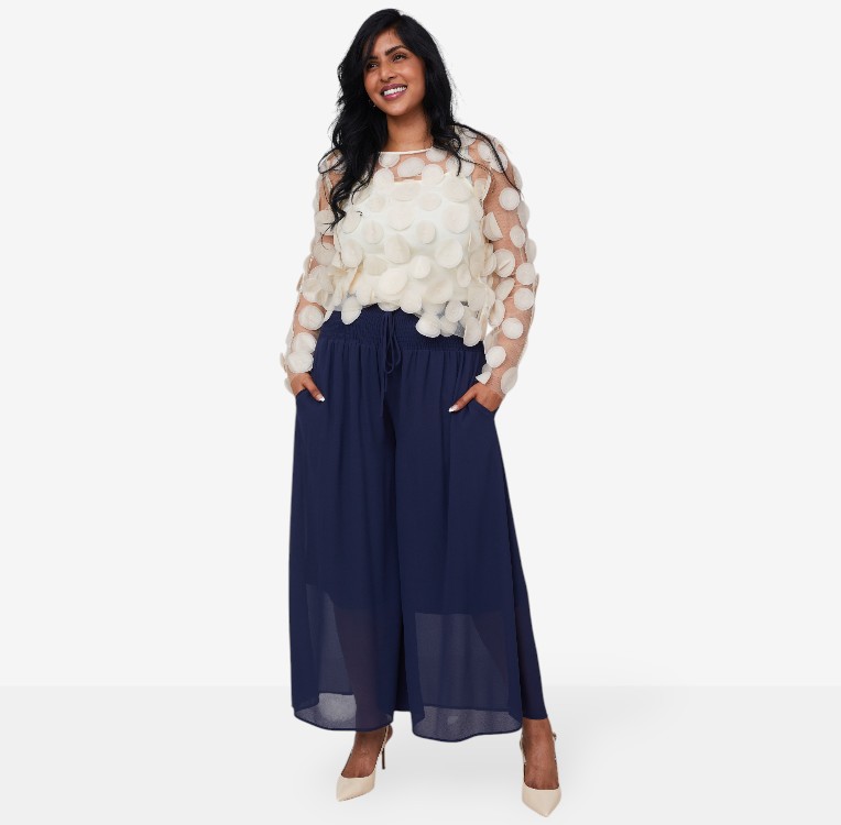 Brian Bailey Georgette Palazzo Pant with Smocked Waistband - TSC.ca