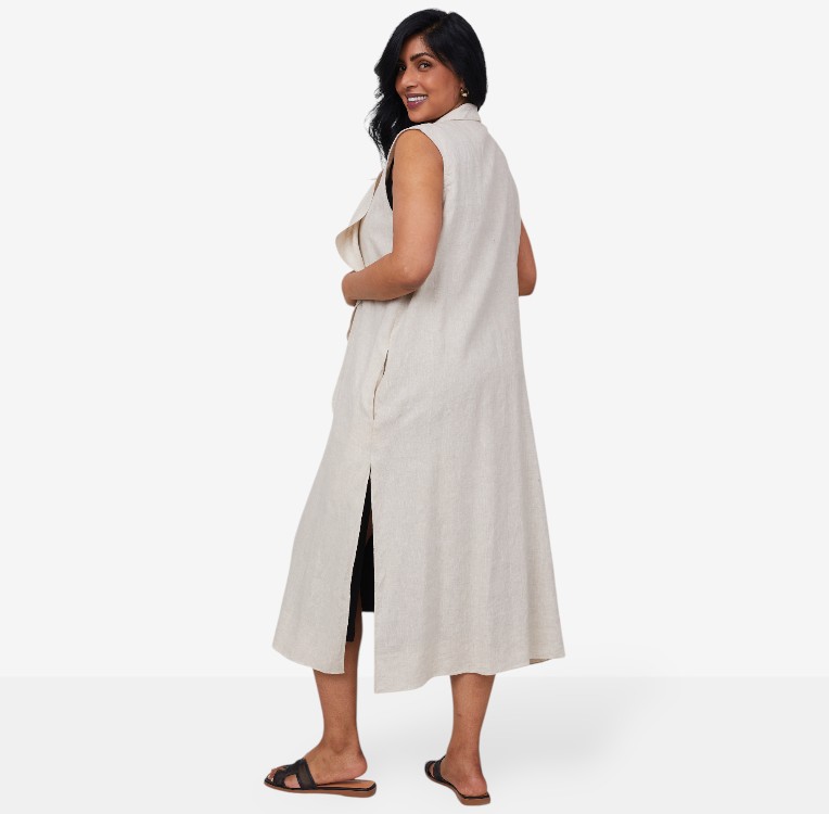 Natalia Long Linen Vest L'Appartement【新品】Linen Canvas Natalia Long Linen Vest L'Appartement【新品】Linen Canvas