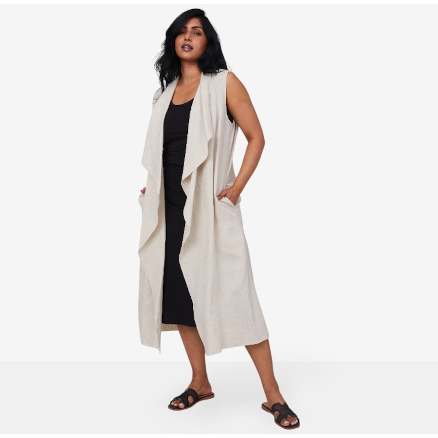 Image 101599_NAT.jpg, Product 101-599 / Price $34.33, Brian Bailey Long Linen Vest from Brian Bailey on TSC.ca's Fashion department