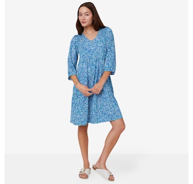 Kim &amp; Co. Brazil Knit 3/4 Blouson Sleeve Tiered Dress