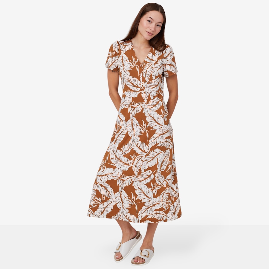Image 101661_CAMU.jpg, Product 101-661 / Price $39.88, Kim & Co. Printed Brazil Knit Jersey Short Sleeve Jenny Midi Dress from Kim & Co. on TSC.ca's Fashion department