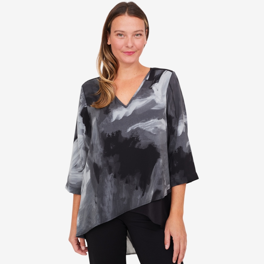 Image 101746_GRY.jpg, Product 101-746 / Price $54.88, Red Coral Flow Wrap V-Neck Top from Red Coral Fashions on TSC.ca's Fashion department