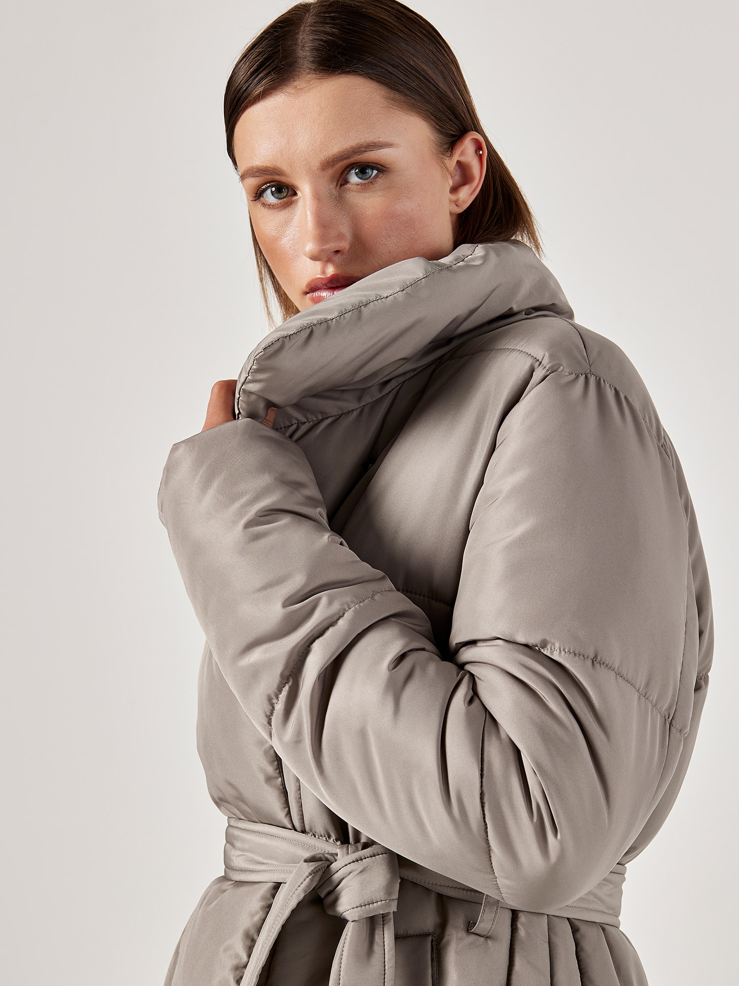 Apricot Quilted Belted Jacket - TSC.ca