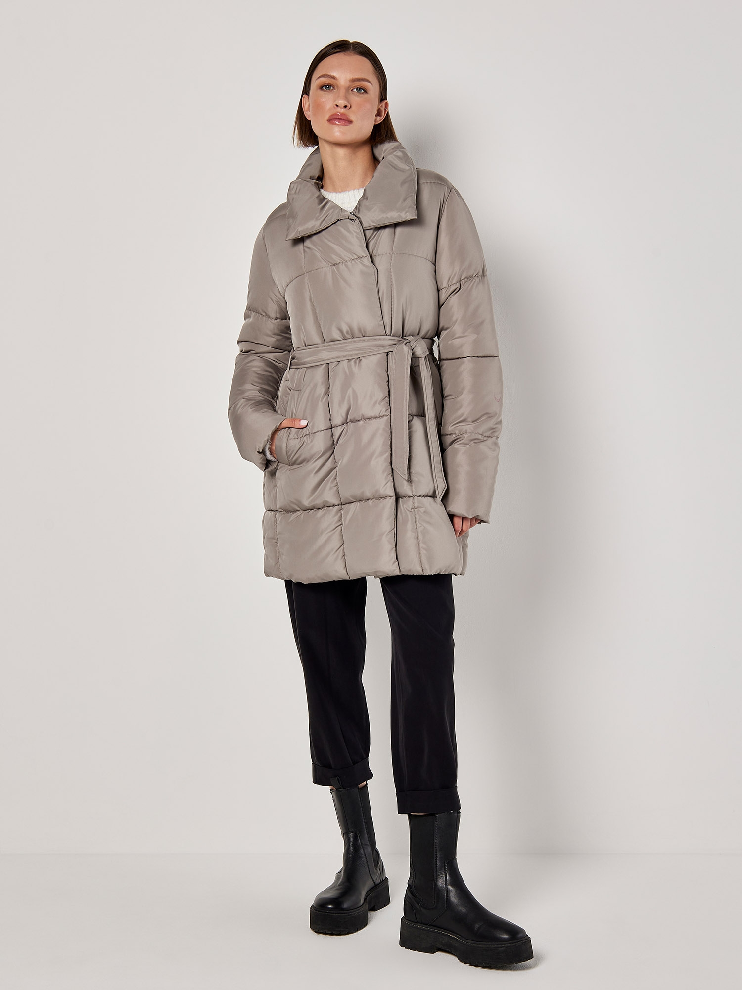 Apricot Quilted Belted Jacket - TSC.ca