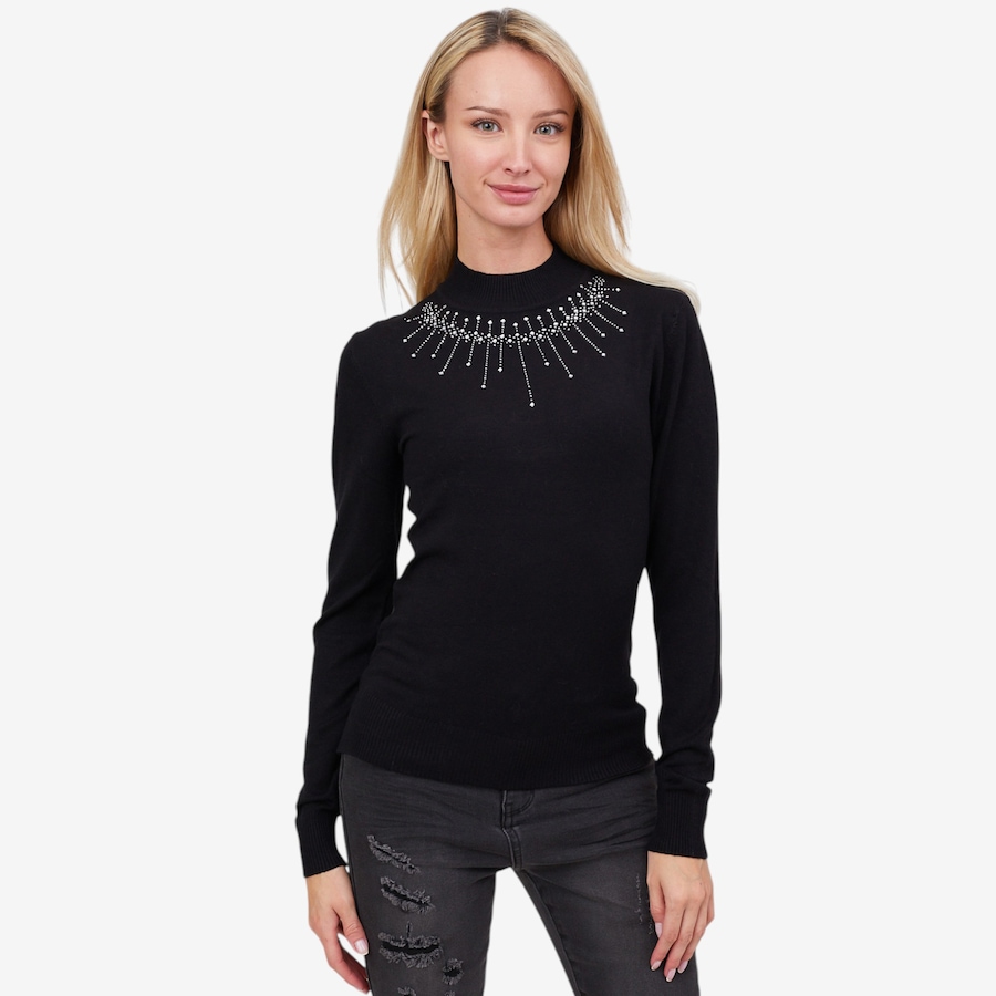 Image 101802_BLK.jpg, Product 101-802 / Price $39.88, Apricot Gem & Stud Neckline Jumper from Apricot on TSC.ca's Fashion department