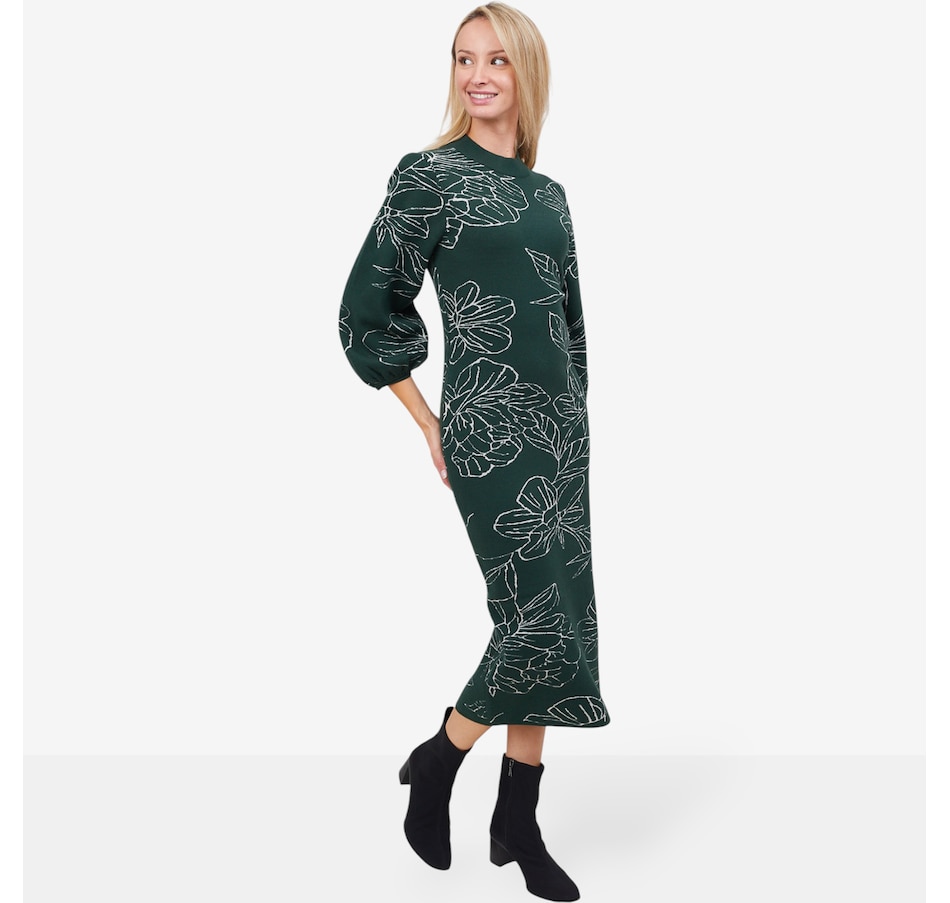 Image 101806_ALTMORE1.jpg, Product 101-806 / Price $120.00, Apricot Sketched Floral Puff Sleeve Knitted Dress from Apricot on TSC.ca's Fashion department